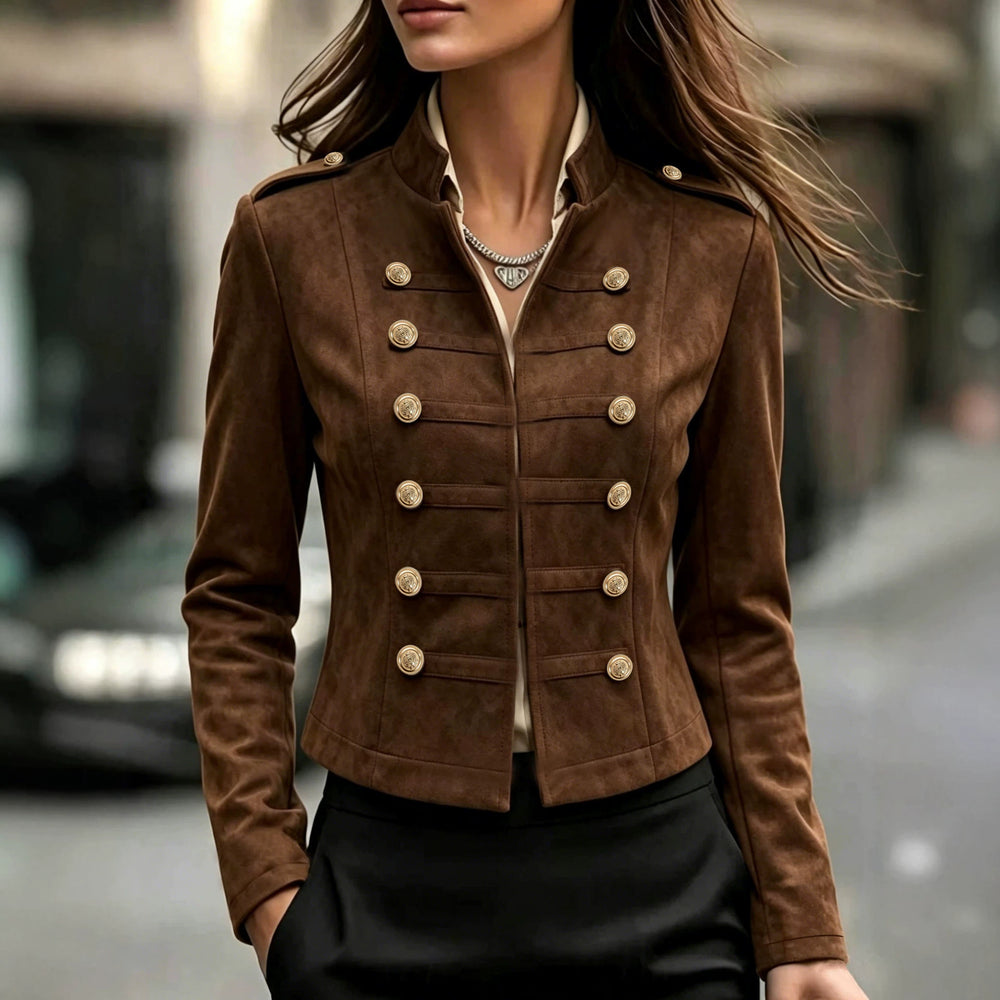 cross-border fashion women's retro slim-fit short napoleon collar jacket