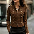 cross-border fashion women's retro slim-fit short napoleon collar jacket