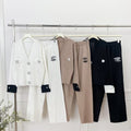 new autumn/winter chic slimming v-neck knit cardigan top + waist-defining slimming pants set