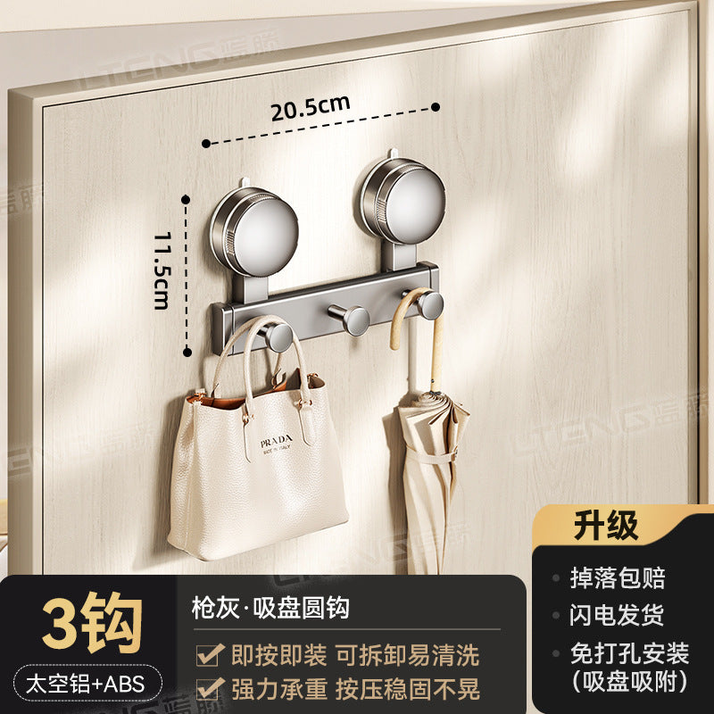 Strong vacuum suction cup door rear row hook storage rack Adhesive hook entry door No punching wall clothing storage hanger
