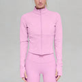 new arrival quick-drying yoga clothes long sleeves sports yoga pants silmtops zipper breathable outwearsuit
