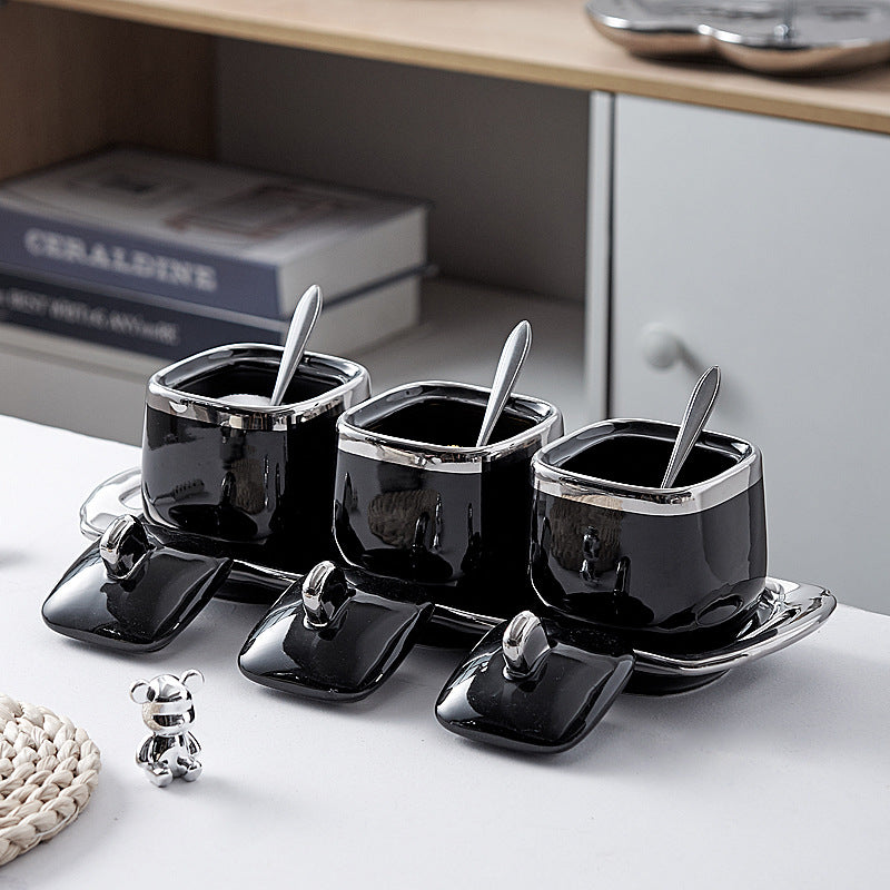 Seasoning box kitchen for homenordicaccessible luxury ceramic seasoning jar seasoning jar salt msg jar good-looking combination suit