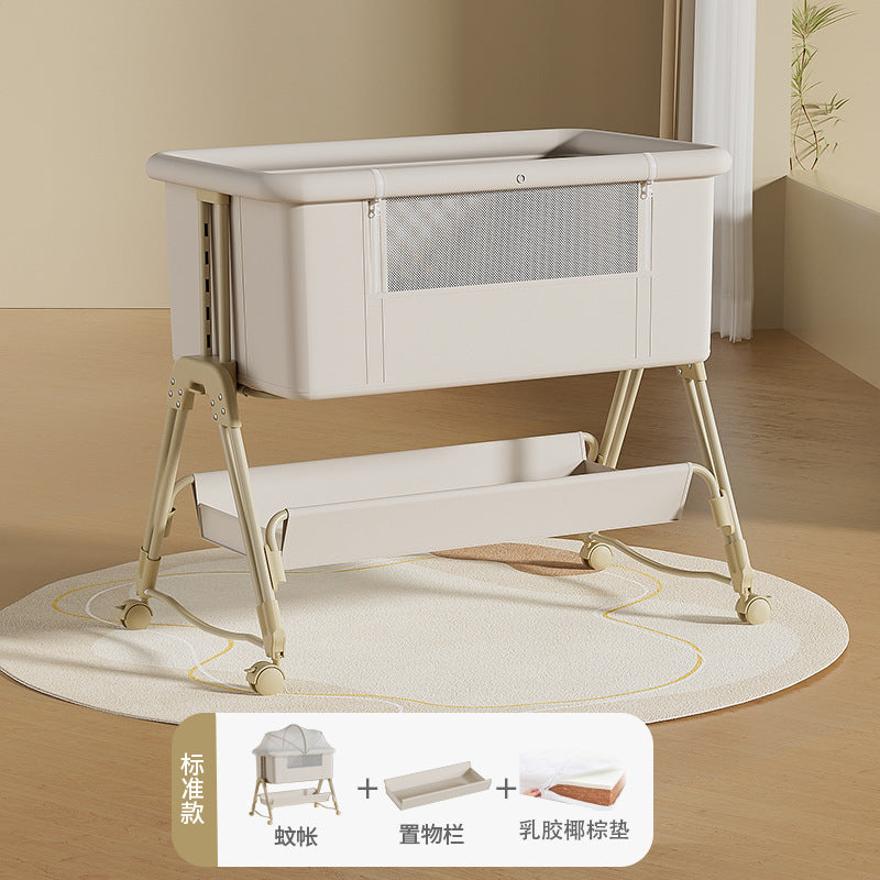 Baby crib: portable, foldable, multi-functional, adjustable height, seamless splicing, newborn-sized bassinet