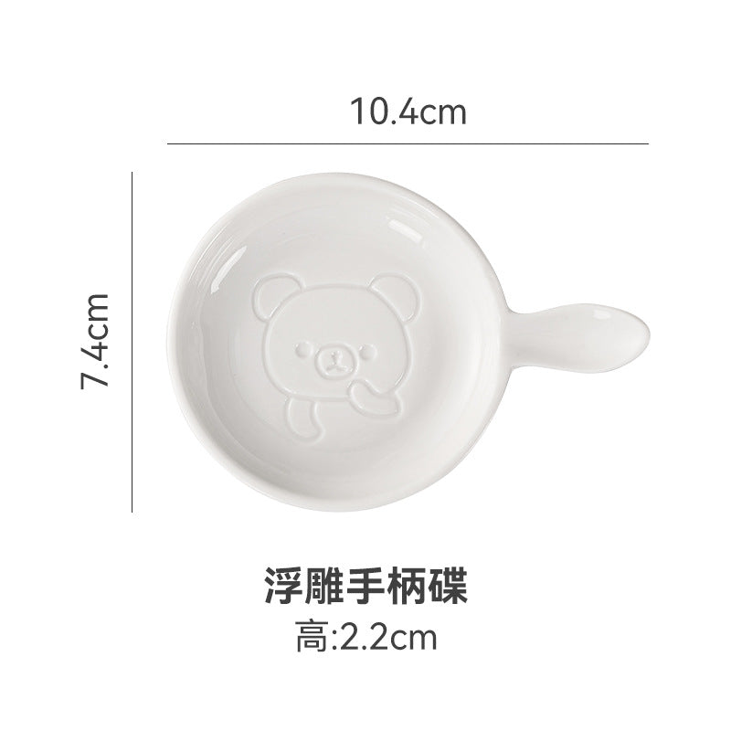 Ceramic tableware cartoon seasoning dipping dish for home bowls and chopsticks creative sauce hotel cute side dishes soy sauce wholesale