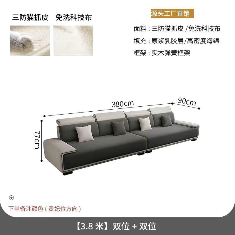 Nordic tech fabric sofa - modern living room set with latex chaise lounge - minimalist luxury for small spaces