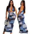 summer cross-border fashion  sexy printing front chest cross strap sexy cut out hip cover dress