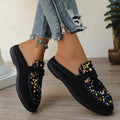 Plus size sequin flat slippers for women - soft sole, comfortable slip-on mules, stylish and versatile lazy shoes for outdoor wear