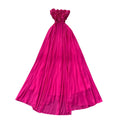 Fuchsia dress women's summer french style 3d floral sleeveless cinched waist slimming elegant long mesh party dress