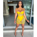 C5176 in-stock summer fashion sexy camisole solid color milk silk mesh see-through bodycon mini skirt two-piece set for women