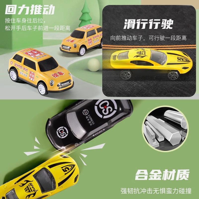 Kids' alloy pull-back car traffic map playset with crawling mat, parking garage, and inertia toys for boys