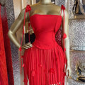 European and american cross-border women's fashion  spring new sexy chic tassel cami top and high-waisted midi skirt set