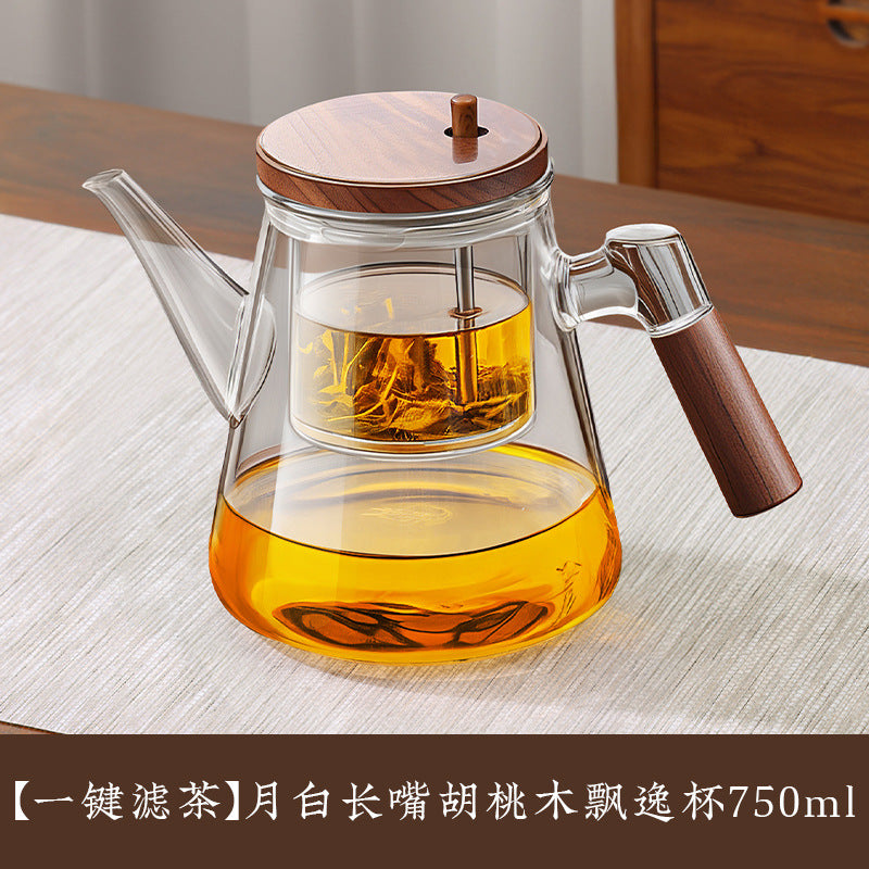 Long mouth elegant cup tea water separation tea cup glass liner teapot tea setfor home filter tea maker tea pot