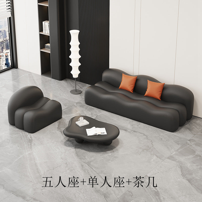new leather reception desk wave rest area lounge seating for salon, office, and nordic living room