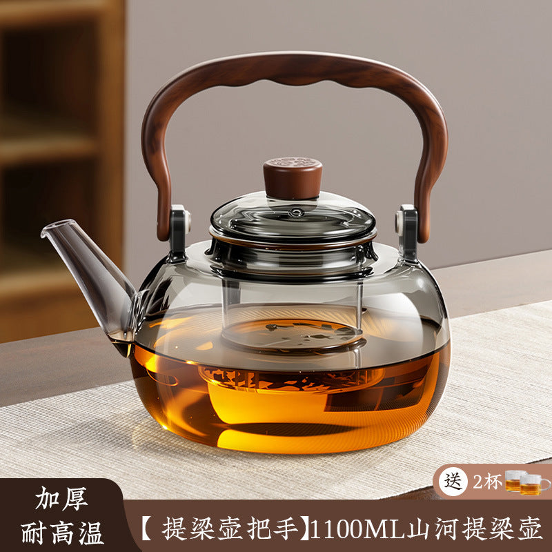 Glass teapot, tea water separation kettle, teapot, flower teapot, stove tea maker, tea set suit, heat-resistant glass