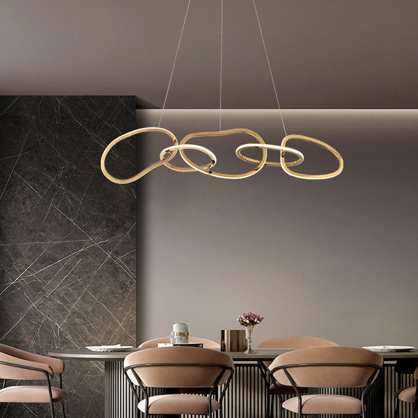 Modern restaurant chandelier Nordic simple shopping mall bar creative designer personalized clothing store stainless steel ring light