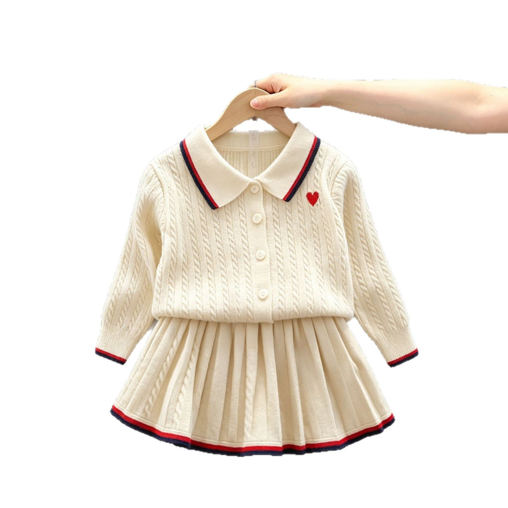 Kidssweater skirtfall and winternew arrivalpreppy styleknittingk-style stylesmallcable stitchsweater skirttwo-piece set