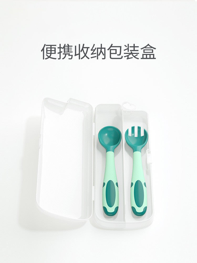 Bao hui baby training spoon and fork set - angled spoon and fork set for weaning and feeding - customizable oem