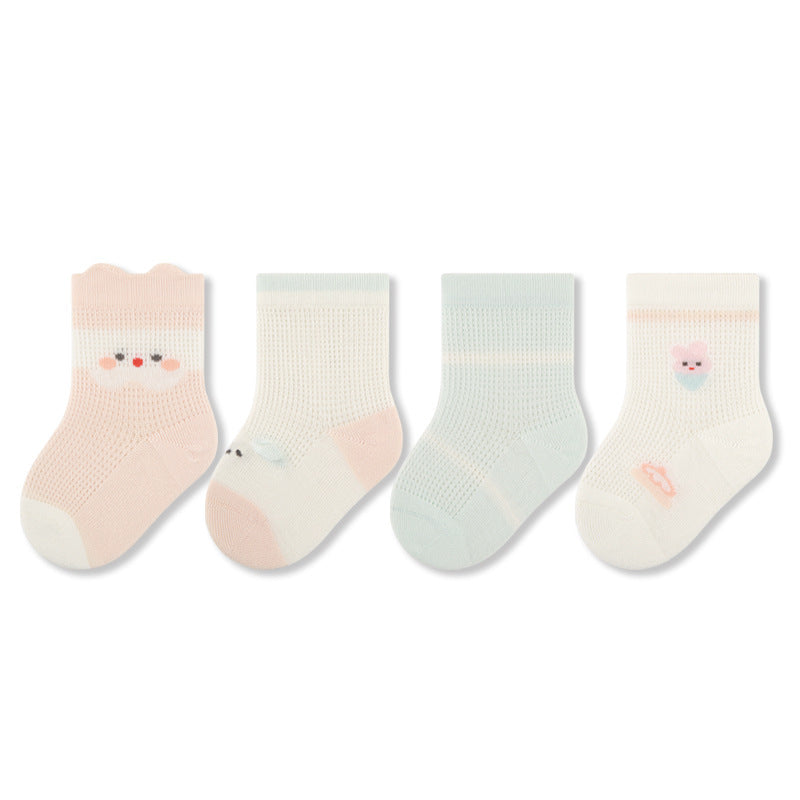 Babylon children's socks - breathable mesh mid-calf socks, seamless, anti-mosquito, cartoon design, class a quality for girls and boys