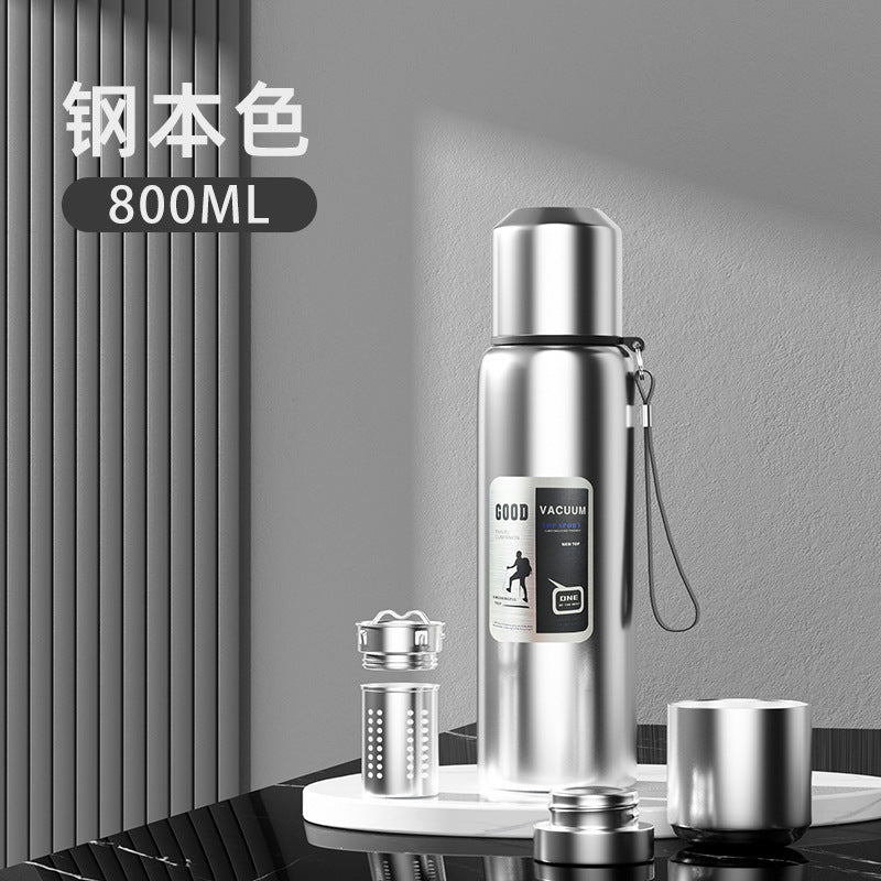 Outdoor men's large capacity all-steel kettle thermos 316 stainless steel tea infuser bottle car portable water cup
