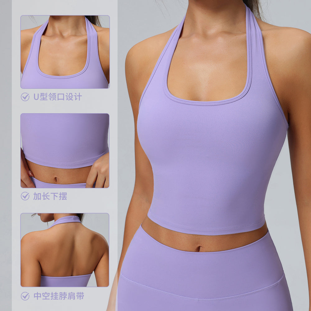 sexy halter sports bra shockproof running fitness yoga bra high-end beautiful back sports vest