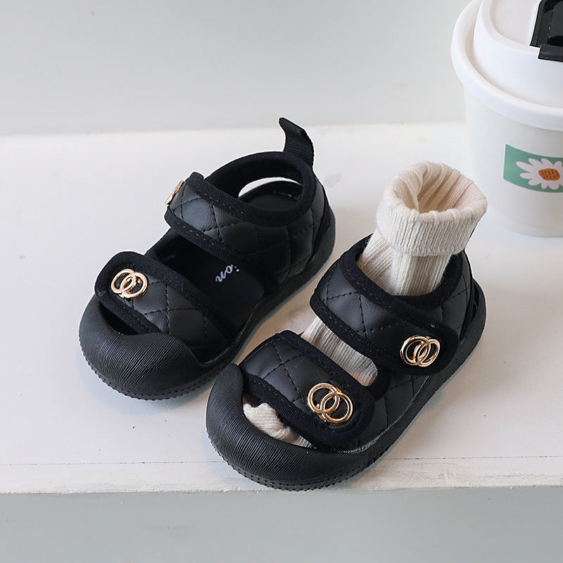 Summer baby sandals 1-2-3 years old soft sole non-abrasive first walker shoes boys casual shoes girls chanel-style children's shoes