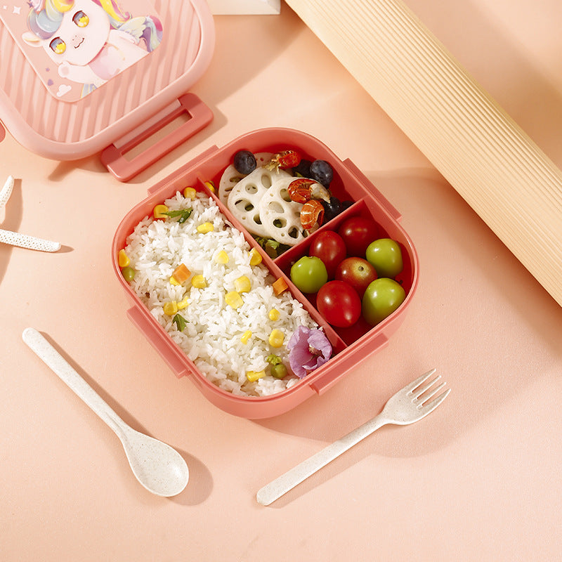 304 stainless steel lunch box - perfect for elementary school students, office workers, and kids! features compartments, ideal for cafeteria use, and a fun cartoon design
