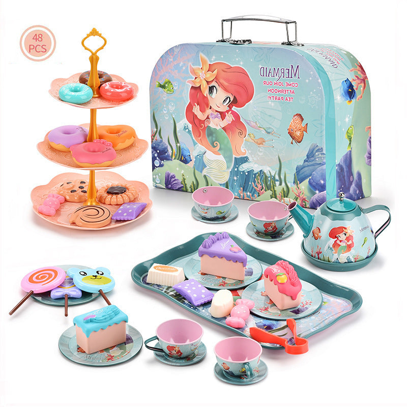 Cross-border export girl play house afternoon tea tea set simulation dessert cake coffee coffee break portable gift box