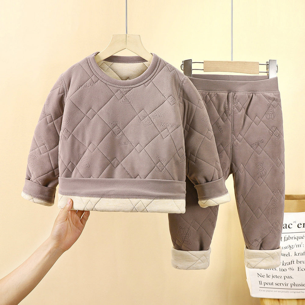 Kids school uniform handy gadgetfall and winternew arrival three-layer quilted cotton boys' cotton coat fleece-linedthickened inner layer girl's cotton jacket type a