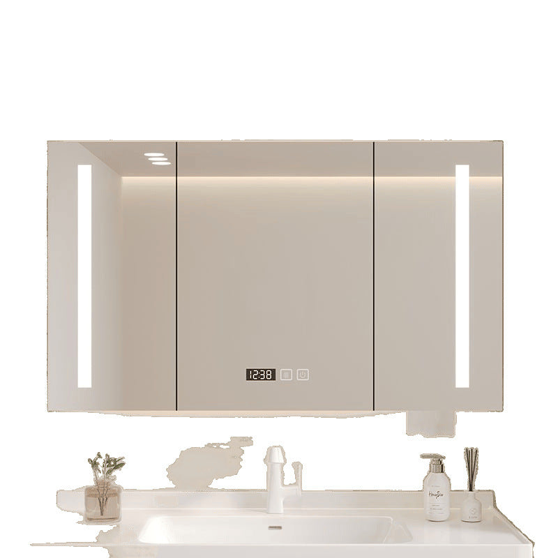 Smart mirror bathroom, separate mirror cabinet, solid wood bathroom, storage mirror cabinet with lamp, defogging, paper drawing hole, wall rack.