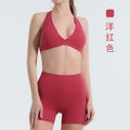European and american halter sports bra and high-waisted tummy control butt-lifting leggings set - quick-dry summer yoga outfit with padded bra - wholesale