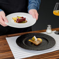 European-style embossed ceramic dinner plate - restaurant & hotel high-end rock texture steak flat plate - minimalist dessert presentation