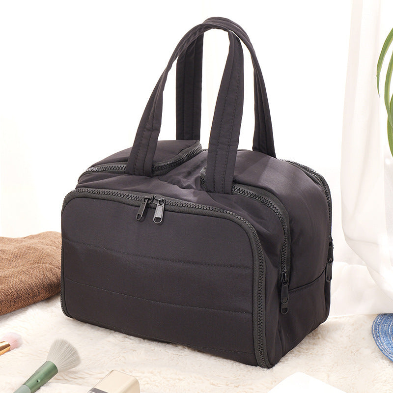 Xiaohongshu same cosmetic bag large capacity double wide opening fluffy storage bag partition travel handbag wash bag