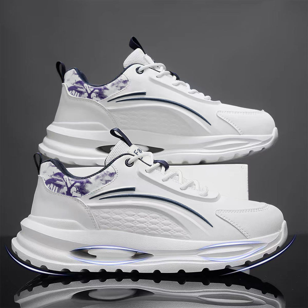 Breathable men's leather running shoes - spring collection, shock-absorbing, soft sole, lightweight, trendy dad shoes for teens and students