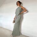 Amazon fashion cross-border women's textured wrinkled halter suit back straps backless high waistloose pants