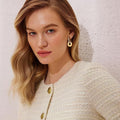 European and american cross-border new fashion high-end electroplated 18k gold statement earrings for women - minimalist earrings, european and american style