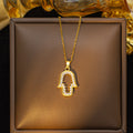 European and american cross-border titanium steel weight hand-set diamond necklace hot style color zircon pendant high-end personalized clavicle chain jewelry