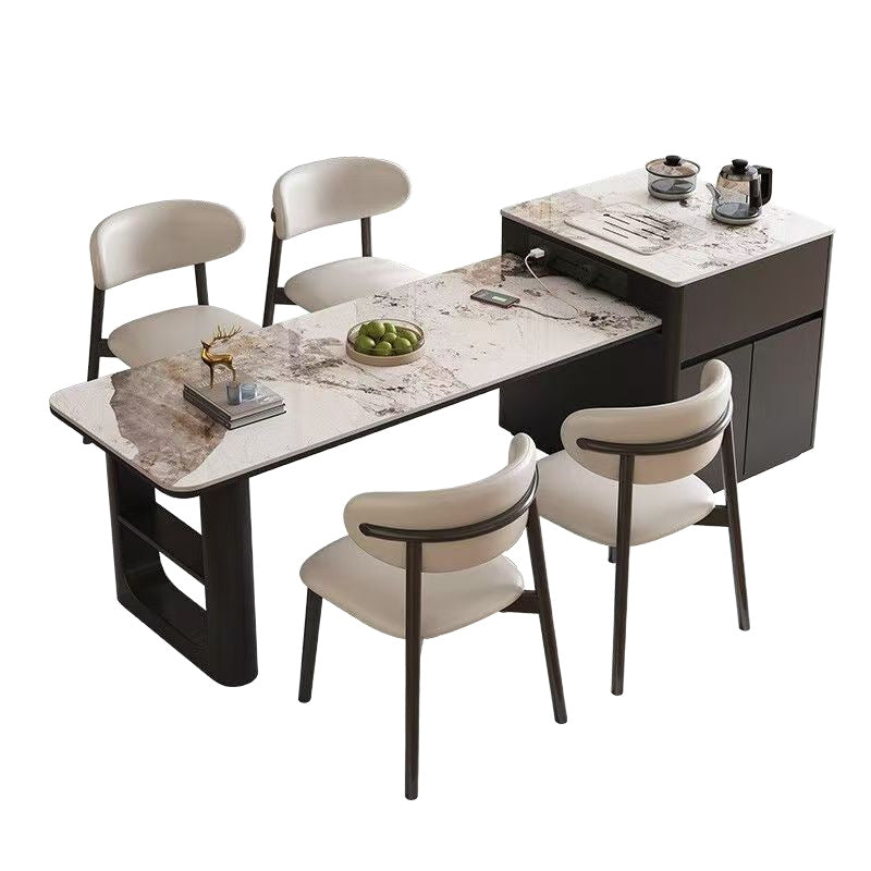 For home slate island table dining table all-in-one dual-purpose retractable classy solid wood dining table and chairsaccessible luxury creative dining table island