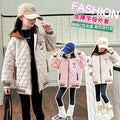 Girls' cotton-padded jacket, new  collection, autumn/winter outerwear for mid-to-large children, fleece-lined and extra thick, stylish and trendy, warm top for girls