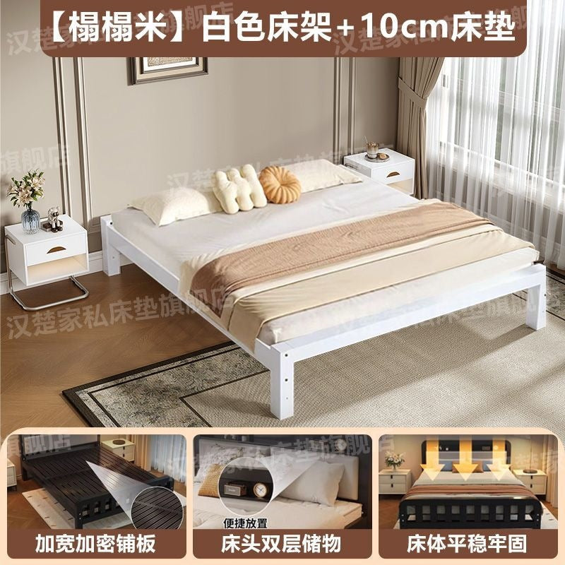 Extra thick iron frame bed carbon steel bed rental house assembled iron bed bold dormitory iron bed bedroom simple bed big sale