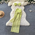 Vacation style lace pure lust style hot girl style two-piece set women's summer silmslimming lookbows strappy suit skirt