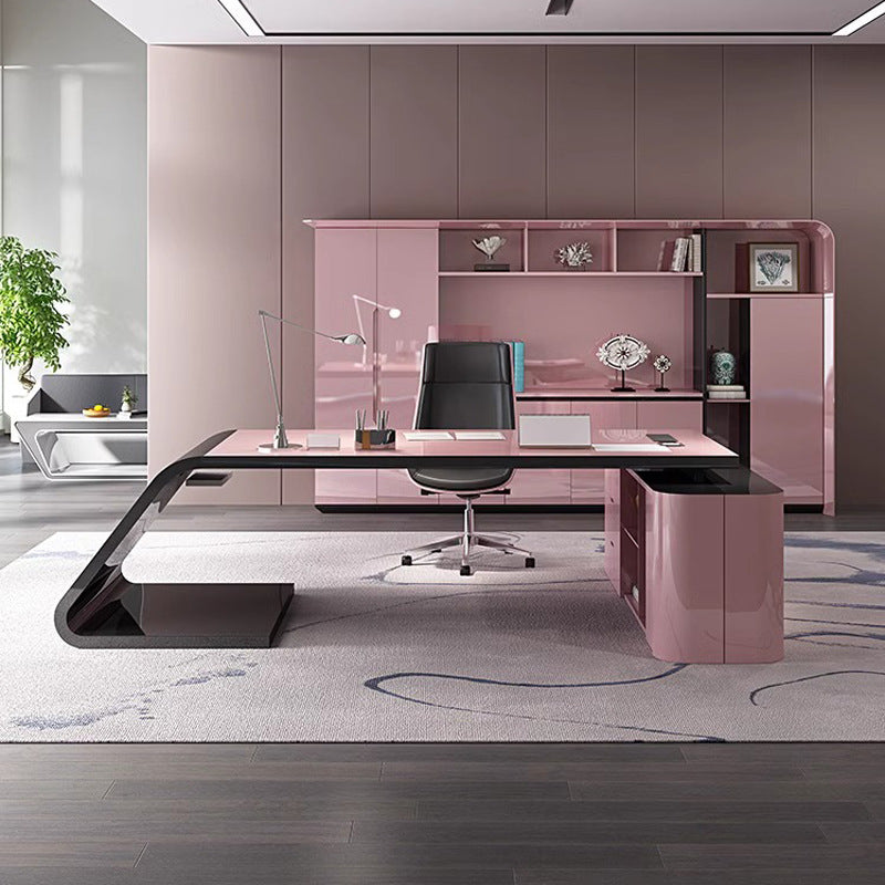 Painted office desk fashioncasual women's boss desk pink classy manager desk creative office table and chair combination