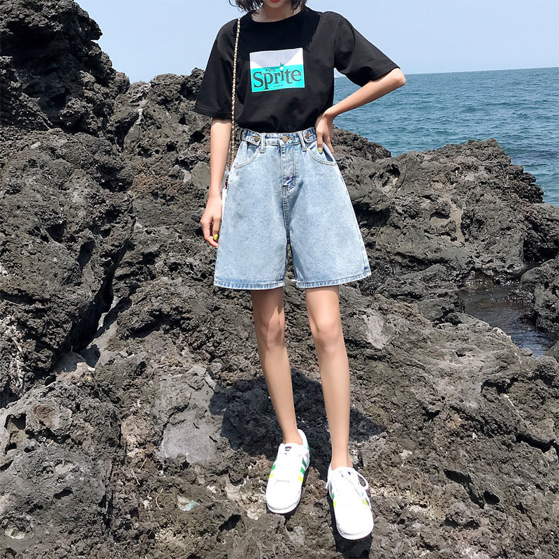 Curly shorts for women new arrivalk-styleelegantfashion non-elastic washed high waistloosetrendy denim shorts