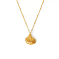 European and american ins style marine element titanium steel necklace non-fading 18k gold stainless steel shell pendant necklace women's necklace