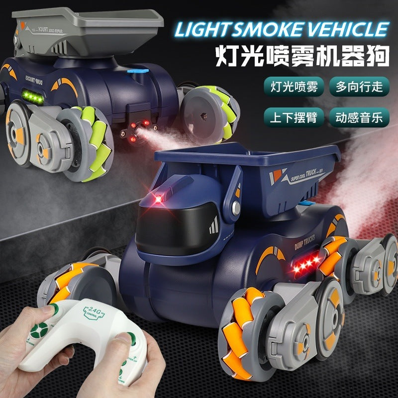 new product 2.4g eight-wheel stunt robot dog gesture sensor deformation spray kids climbing remote control car toy