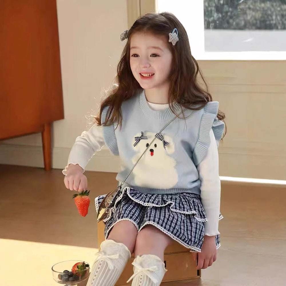 autumnew arrivalgirlscute vest suit skirtgirlssweatervest