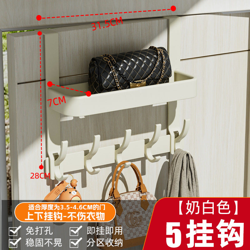 Double-layer storage rack behind the door, strong load-bearing, punch-free wall-mounted clothes hanger, door-mounted clothes and hat storage rack