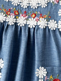 cross-border e-commerce vintage lace girls' dress - embroidered lace, small pockets, beach vacation dress