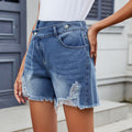Fashion cross-border foreign trade women's summer new style  independent station washed irregular denim raw edge shorts trendy