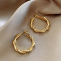 925 silver needle hong kong style retro metal earrings for women classy geometric plain hoop earrings easiest for match exaggerated work clothing earrings