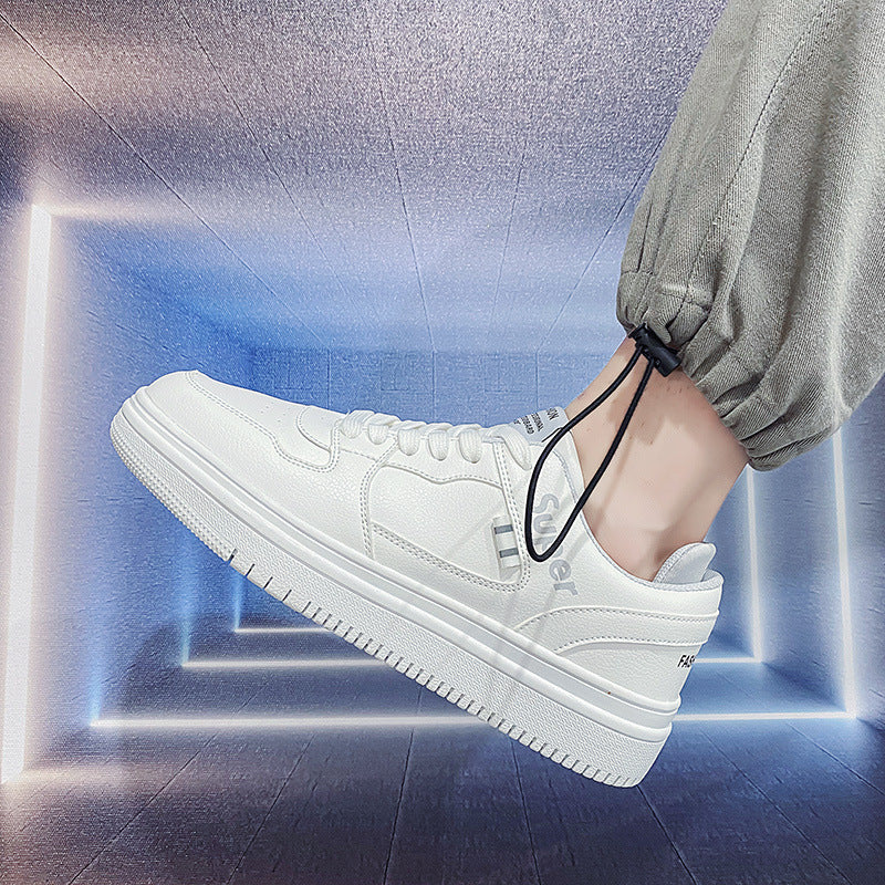 Men's white sneakers: spring versatile breathable athletic shoes, trendy skate shoes, casual shoes for men
